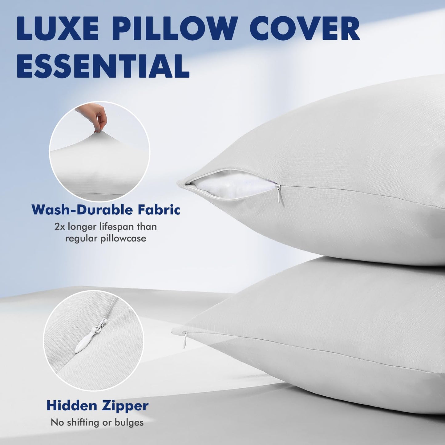 Dual-Sided Cooling Pillowcase - Lightweight, Breathable, Silver Ion - Gray