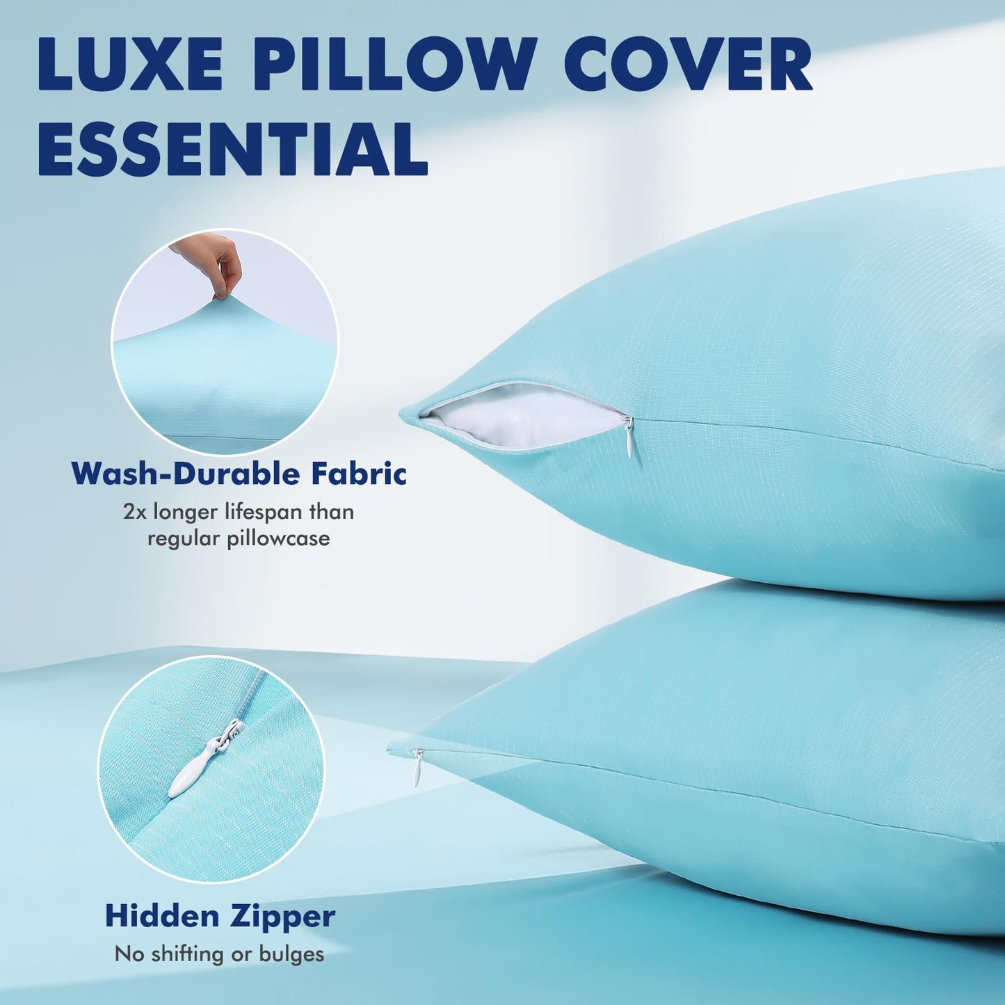 Dual-Sided Cooling Pillowcase - Breathable & Lightweight for Hot Sleepers, Blue