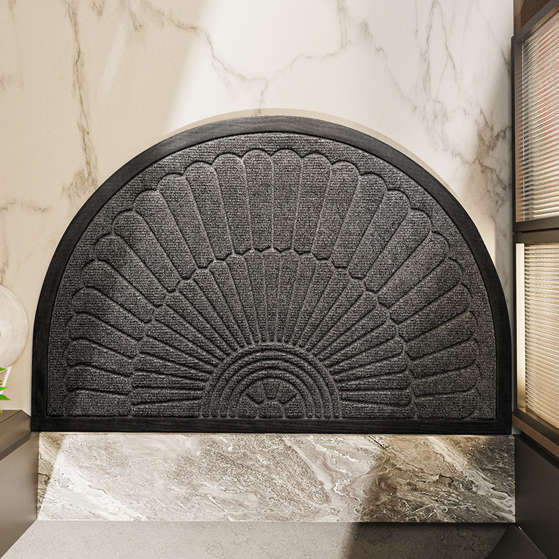 Indoor Outdoor Rubber Entryway Mat – Non-Slip Semi-Circle Design