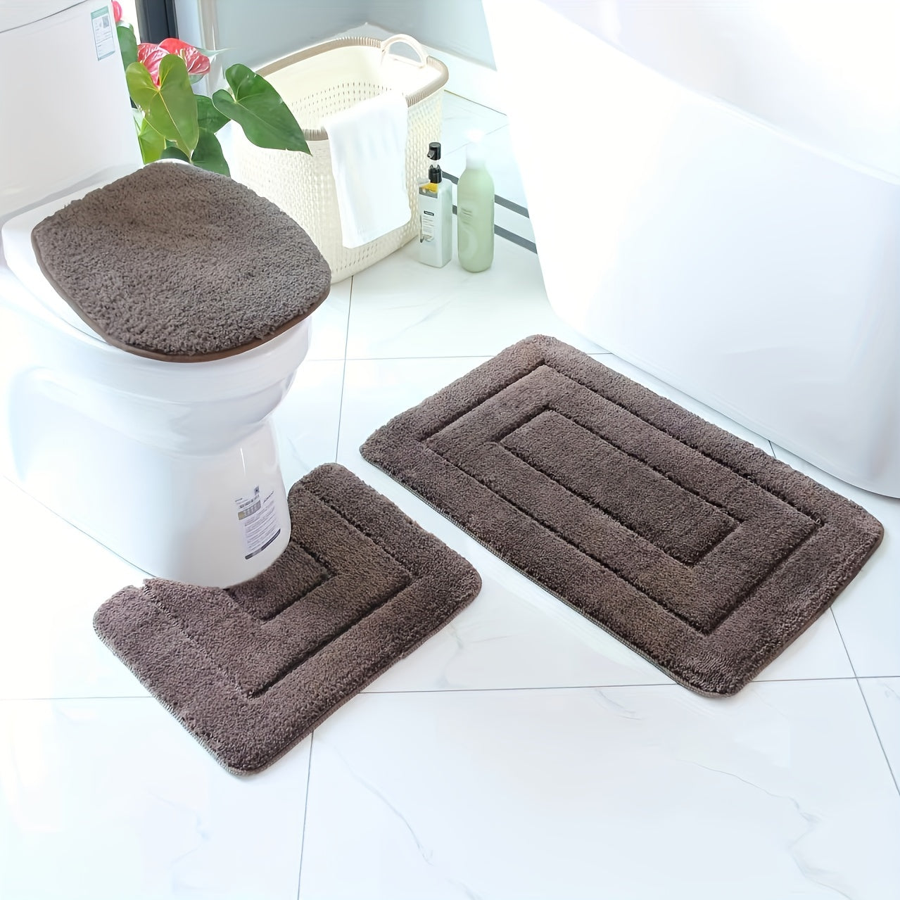 Non-Slip Bathroom Mat Set – Quick Drying and Machine Washable