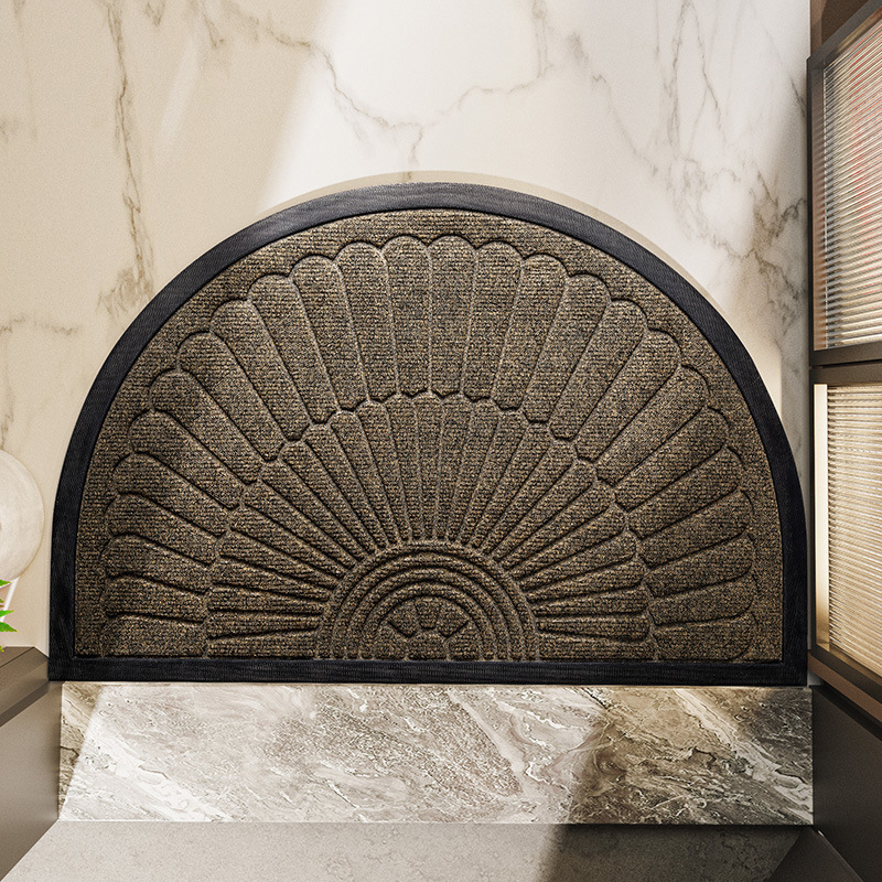 Indoor Outdoor Rubber Entryway Mat – Non-Slip Semi-Circle Design