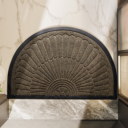 Indoor Outdoor Rubber Entryway Mat – Non-Slip Semi-Circle Design