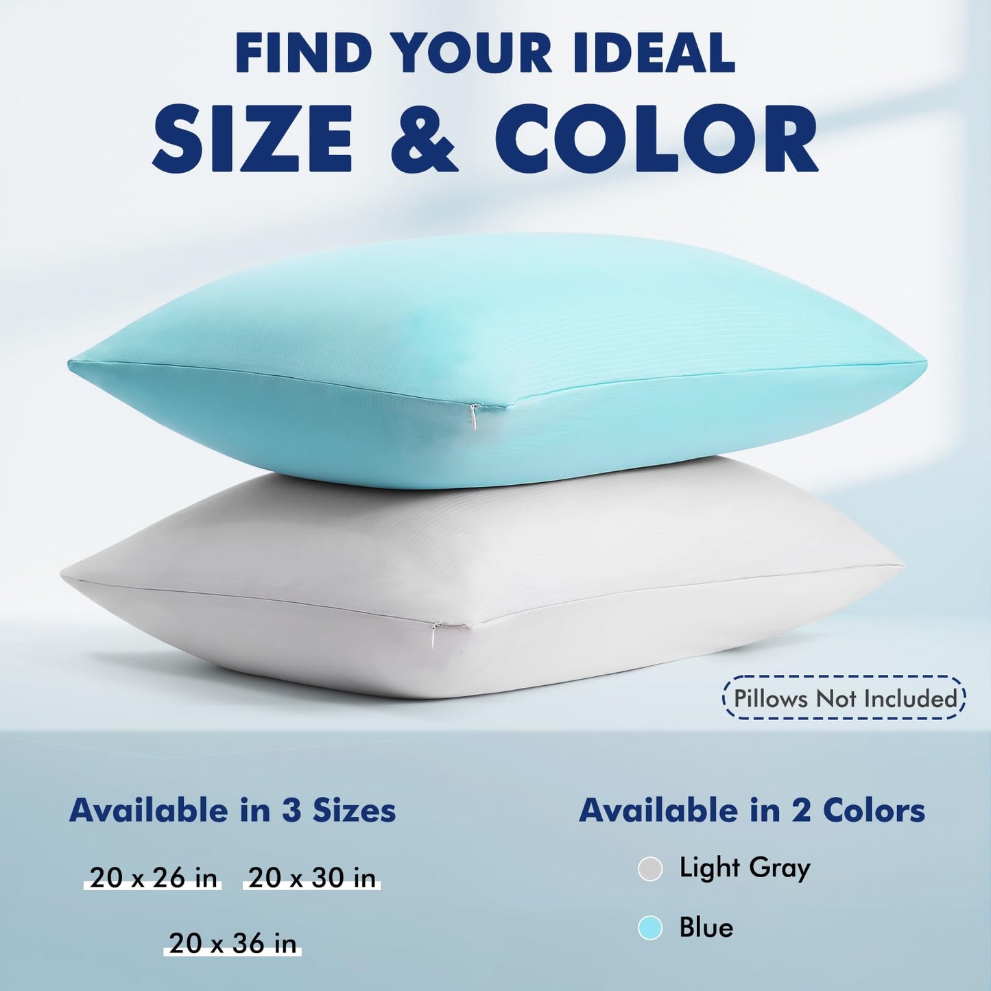 Dual-Sided Cooling Pillowcase - Breathable & Lightweight for Hot Sleepers, Blue