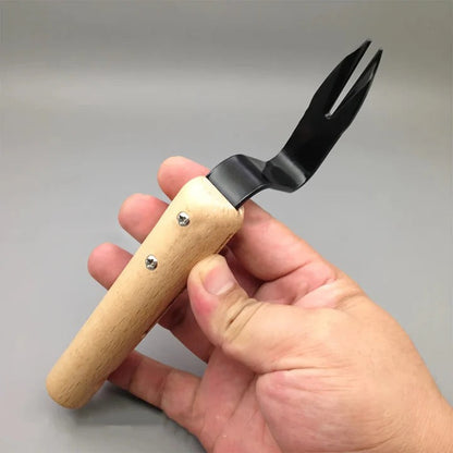Wooden Handled Stainless Steel Tool for Weeding and Plant Removal