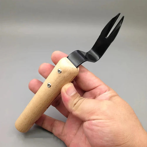 Wooden Handled Stainless Steel Tool for Weeding and Plant Removal