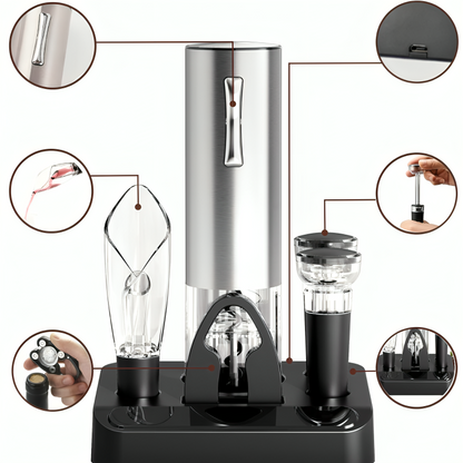 Electric Wine Opener – 5-in-1 Set with Aerator & Vacuum Stopper