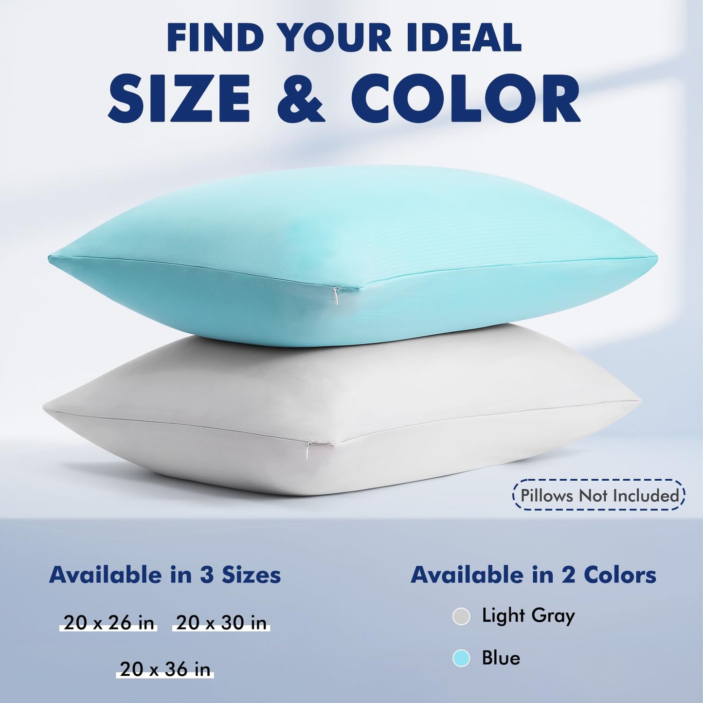 Dual-Sided Cooling Pillowcase - Lightweight, Breathable, Silver Ion - Gray