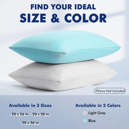 Dual-Sided Cooling Pillowcase - Lightweight, Breathable, Silver Ion - Gray