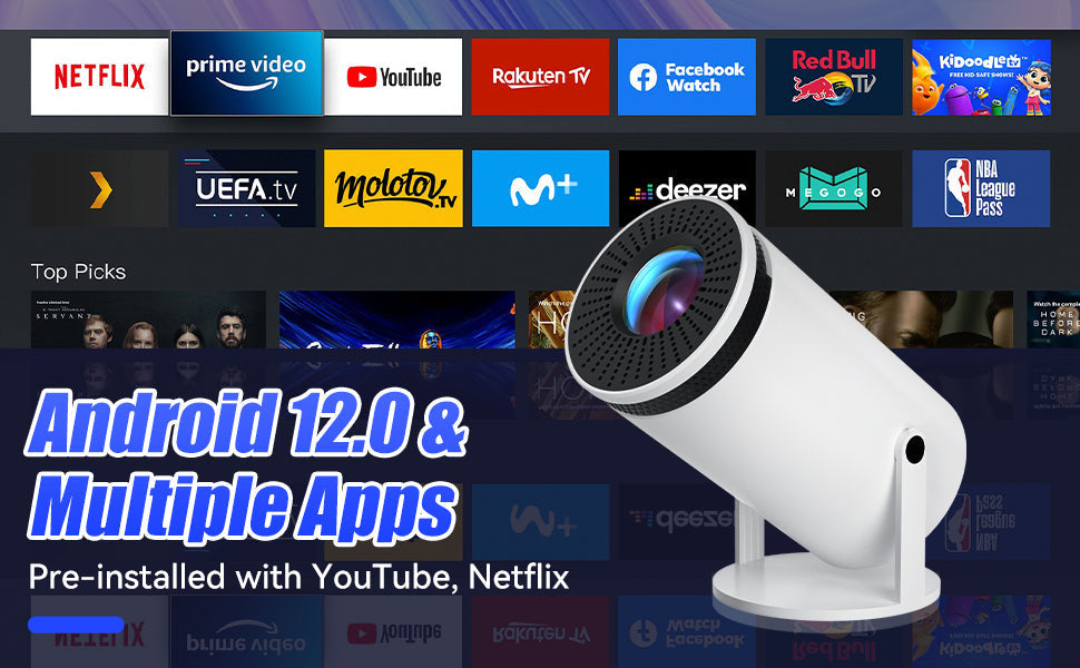 Portable Mini Projector with Android 12 - 130 Inch Vision Display