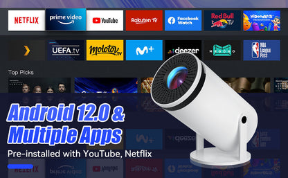Portable Mini Projector with Android 12 - 130 Inch Vision Display