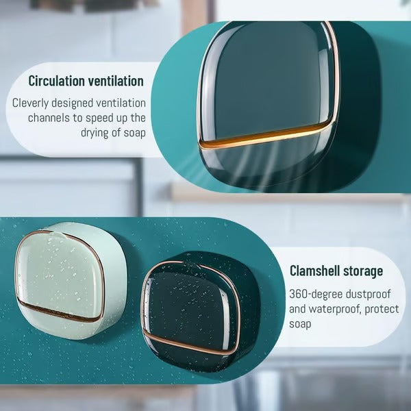 Wall-Mounted Soap Dispenser with Ventilation & Lid | Adhesive, Waterproof & Dustproof