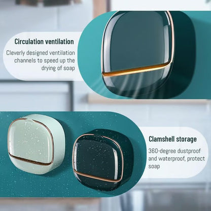 Wall-Mounted Soap Dispenser with Ventilation & Lid | Adhesive, Waterproof & Dustproof