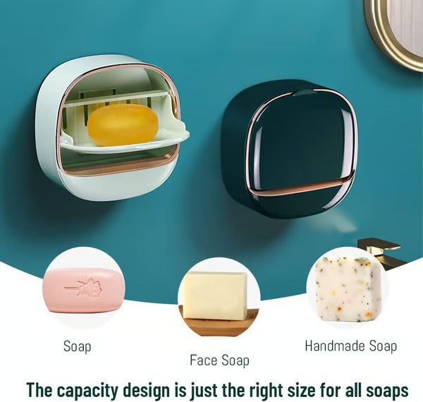 Wall-Mounted Soap Dispenser with Ventilation & Lid | Adhesive, Waterproof & Dustproof