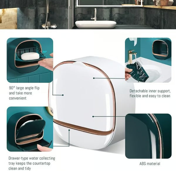 Wall-Mounted Soap Dispenser with Ventilation & Lid | Adhesive, Waterproof & Dustproof