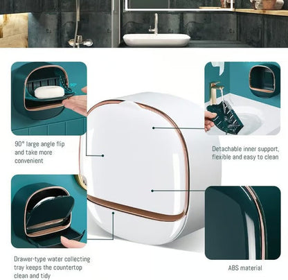 Wall-Mounted Soap Dispenser with Ventilation & Lid | Adhesive, Waterproof & Dustproof