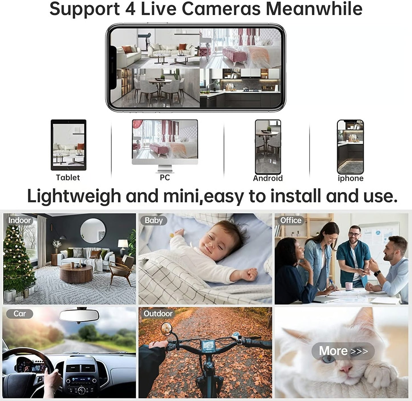 Compact Wireless Security Camera with Night Vision - 1080p HD