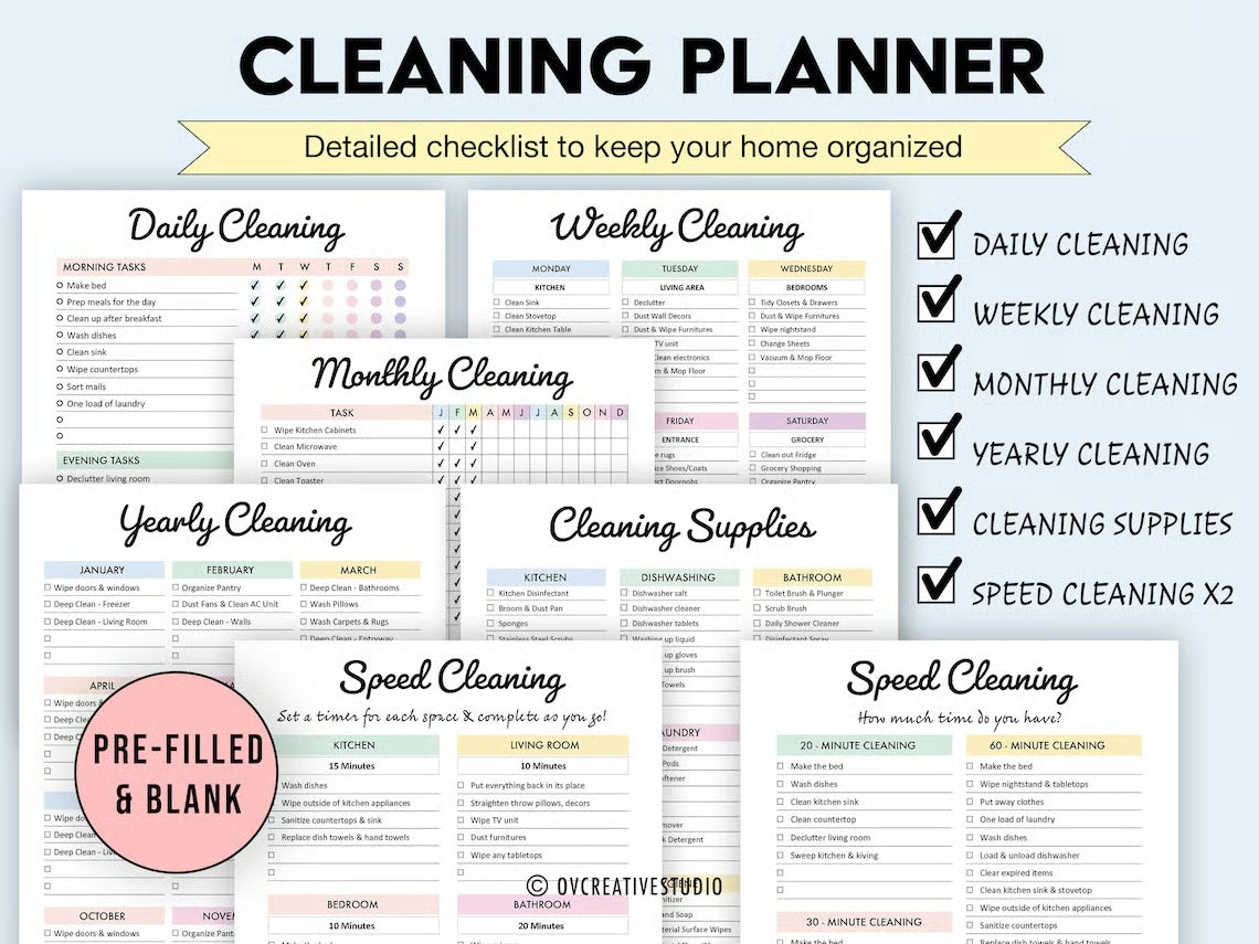 Home Harmony Planner | Daily, Weekly & Deep Cleaning Checklists
