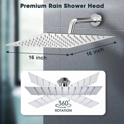 16-Inch Ceiling Shower Head with Filtered Rainfall Design, Ultra Thin