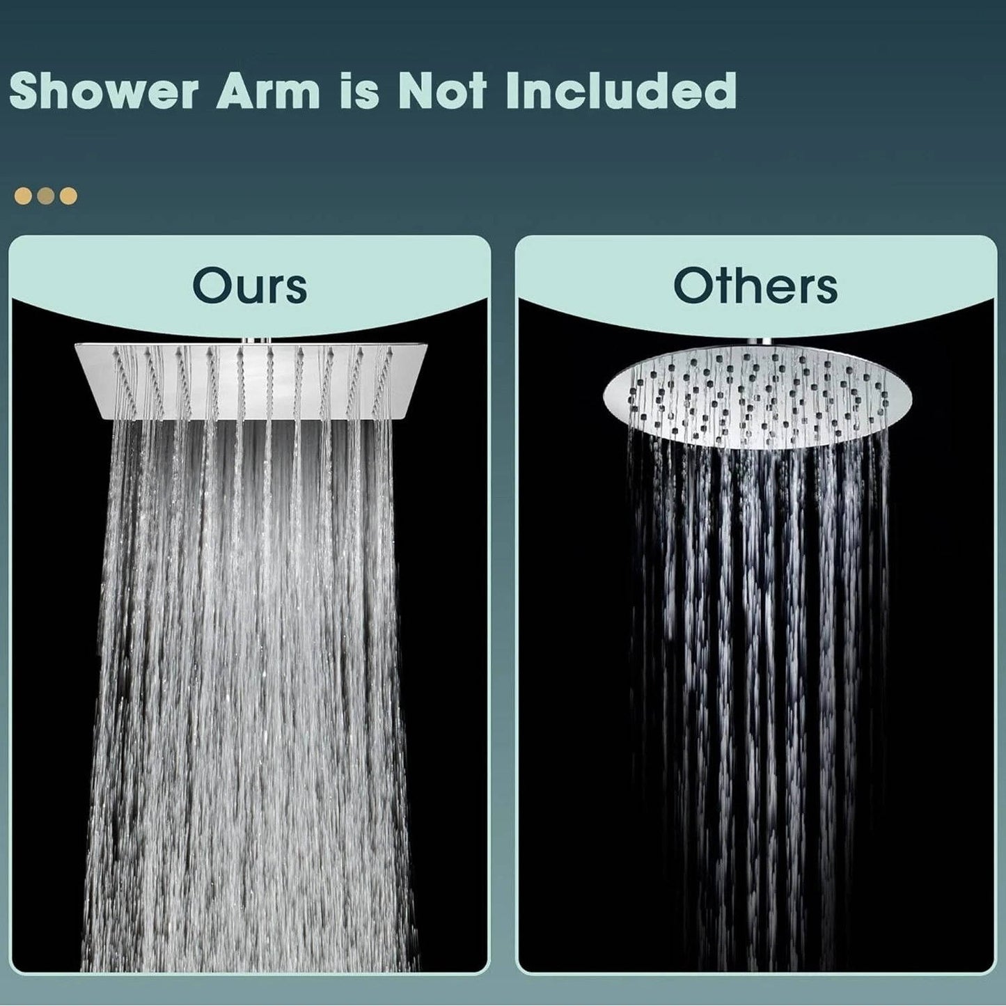 16-Inch Ceiling Shower Head with Filtered Rainfall Design, Ultra Thin
