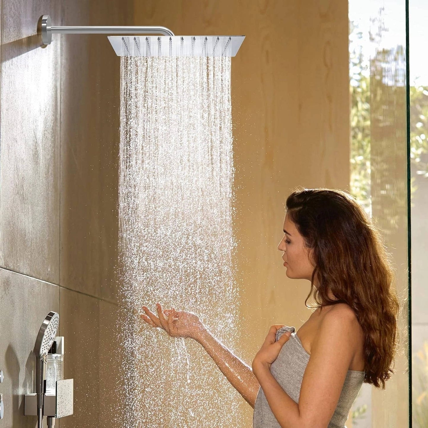 16-Inch Ceiling Shower Head with Filtered Rainfall Design, Ultra Thin