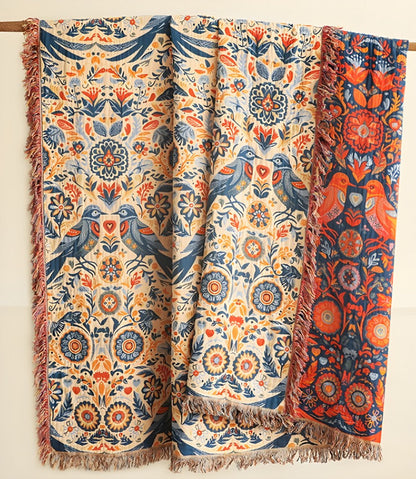 Serene Garden Cotton Throw Blanket for Cozy Moments