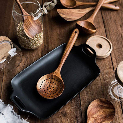 Eco-Friendly Teak Wooden Kitchen Utensil Collection | 7 Pieces