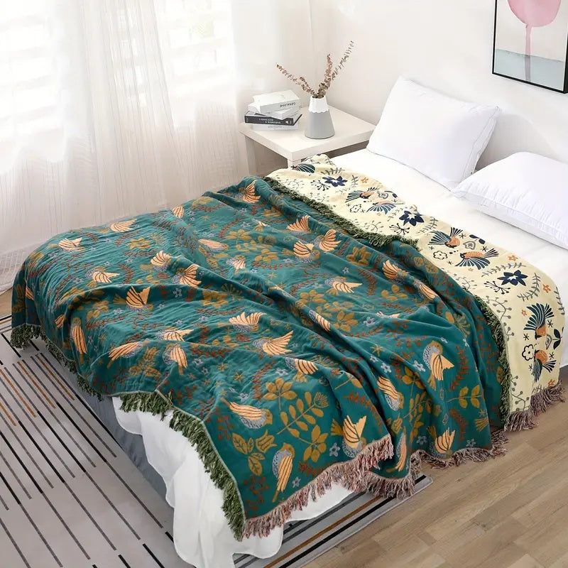 Nordic Harmony Reversible Throw Blanket | 100% Cotton Comfort