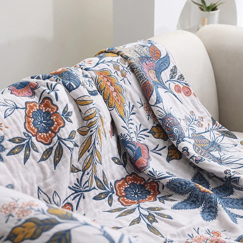 Chic Floral Cozy Throw | 100% Cotton Decorative Blanket