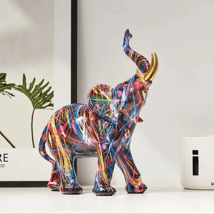 Vibrant Urban Elephant Art Sculpture