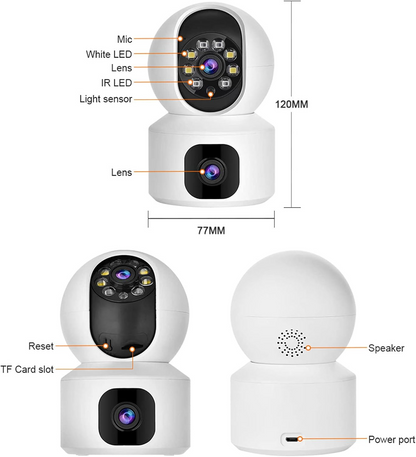 WiFi Security Camera with Dual Lens and HD Video Quality