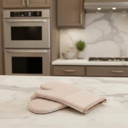 Heat Resistant Silicone Oven Mitts - Non-Slip, Long Cuff, 33 cm
