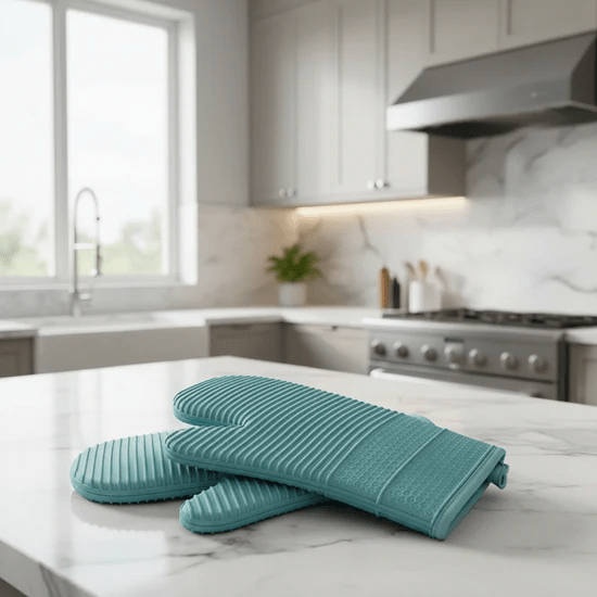 Heat Resistant Silicone Oven Mitts - Non-Slip, Long Cuff, 33 cm