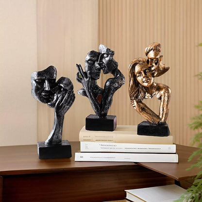Modern Home Accent - Abstract Sculpture of Couple Kissing