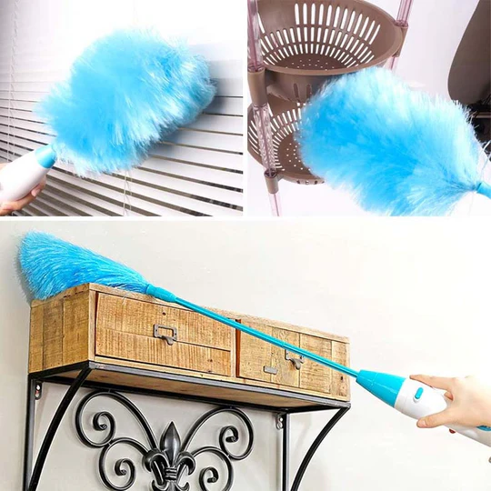 Cordless Dusting Brush with Telescopic Handle & Dual Heads