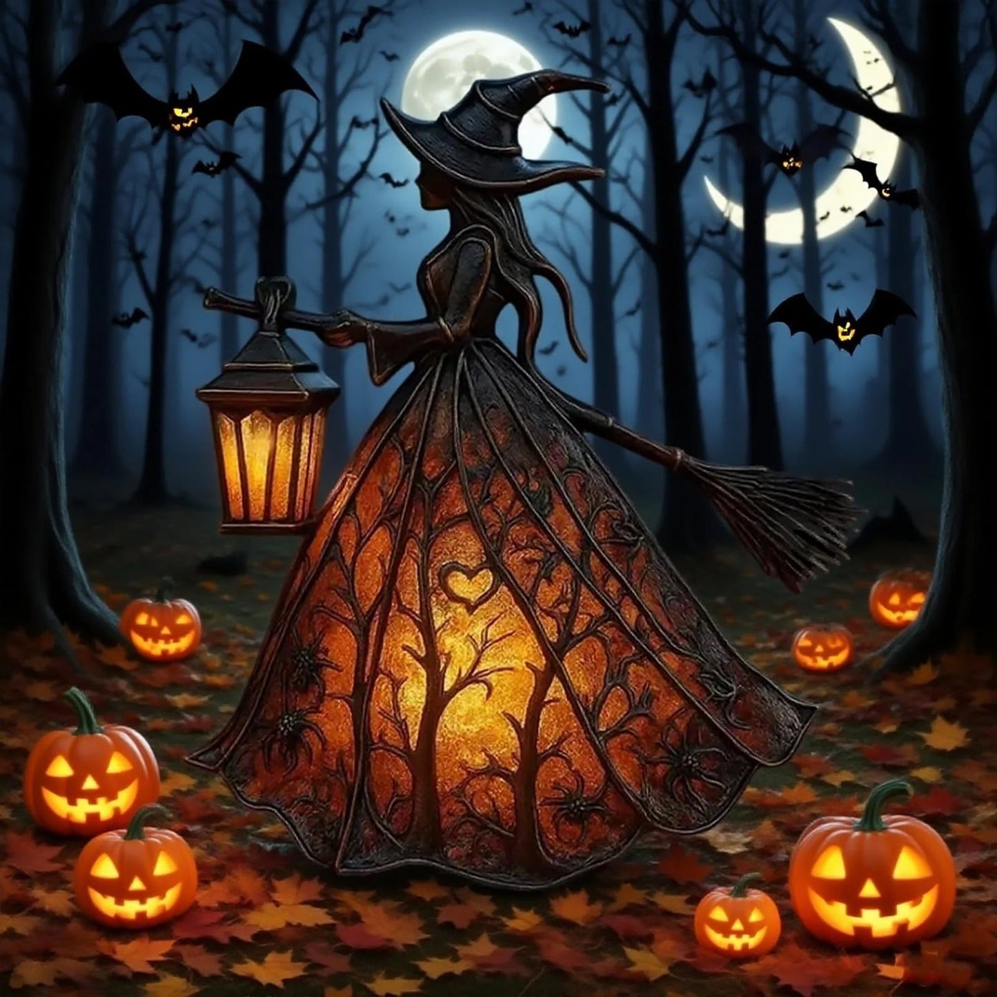 LED Decorative Lamp for Indoors – Mystical Halloween Witch Design