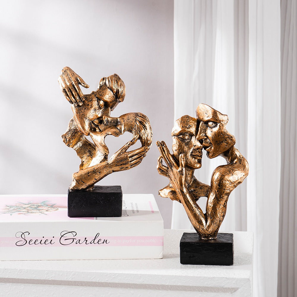 Modern Home Accent - Abstract Sculpture of Couple Kissing
