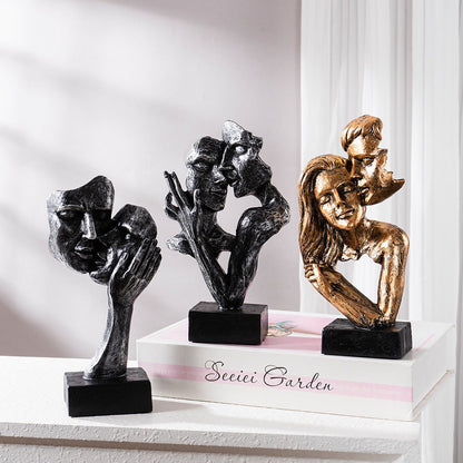 Modern Home Accent - Abstract Sculpture of Couple Kissing