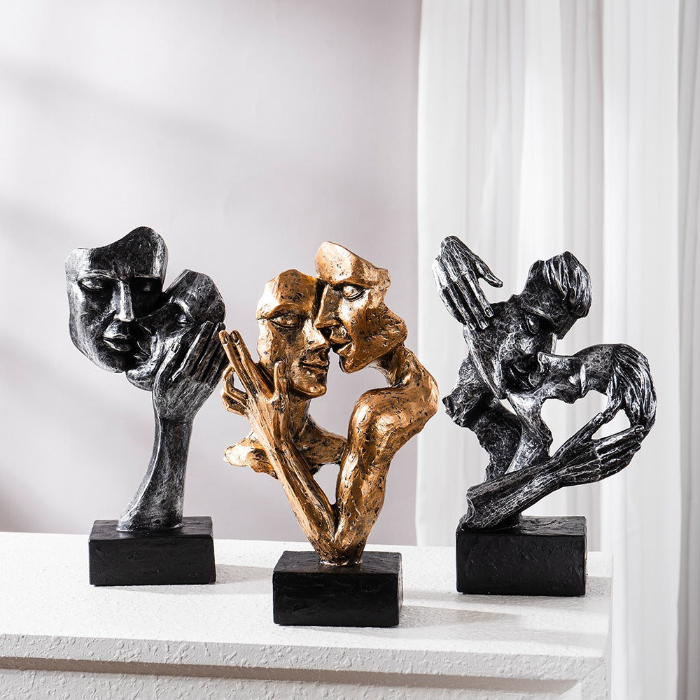 Modern Home Accent - Abstract Sculpture of Couple Kissing