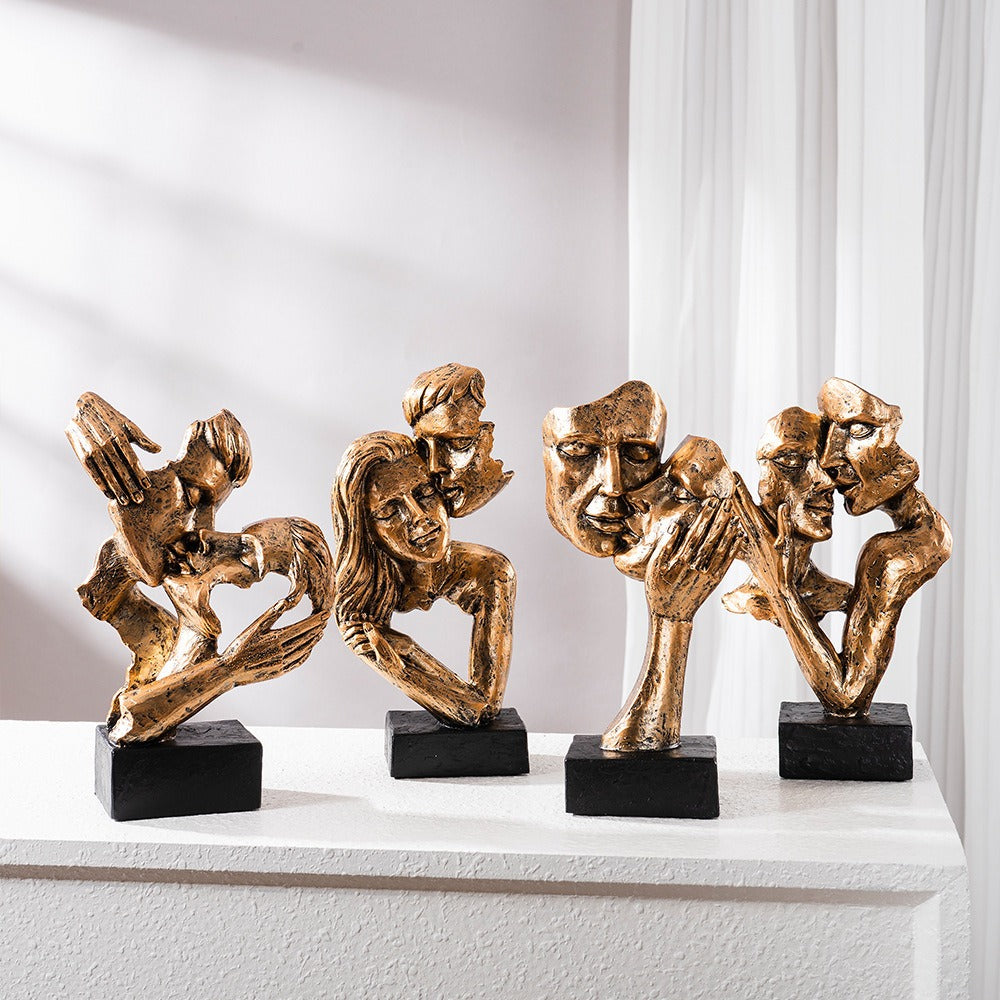 Modern Home Accent - Abstract Sculpture of Couple Kissing