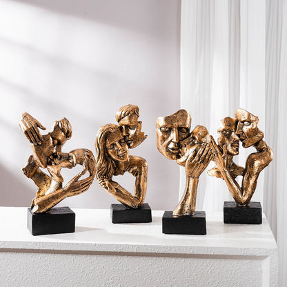 Modern Home Accent - Abstract Sculpture of Couple Kissing