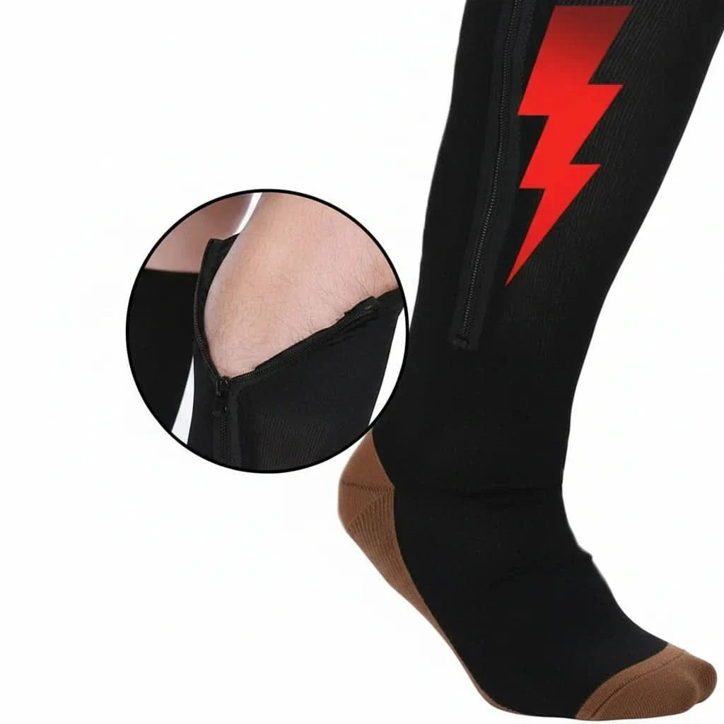 Compression Support Socks for Relief with Zipper Closure