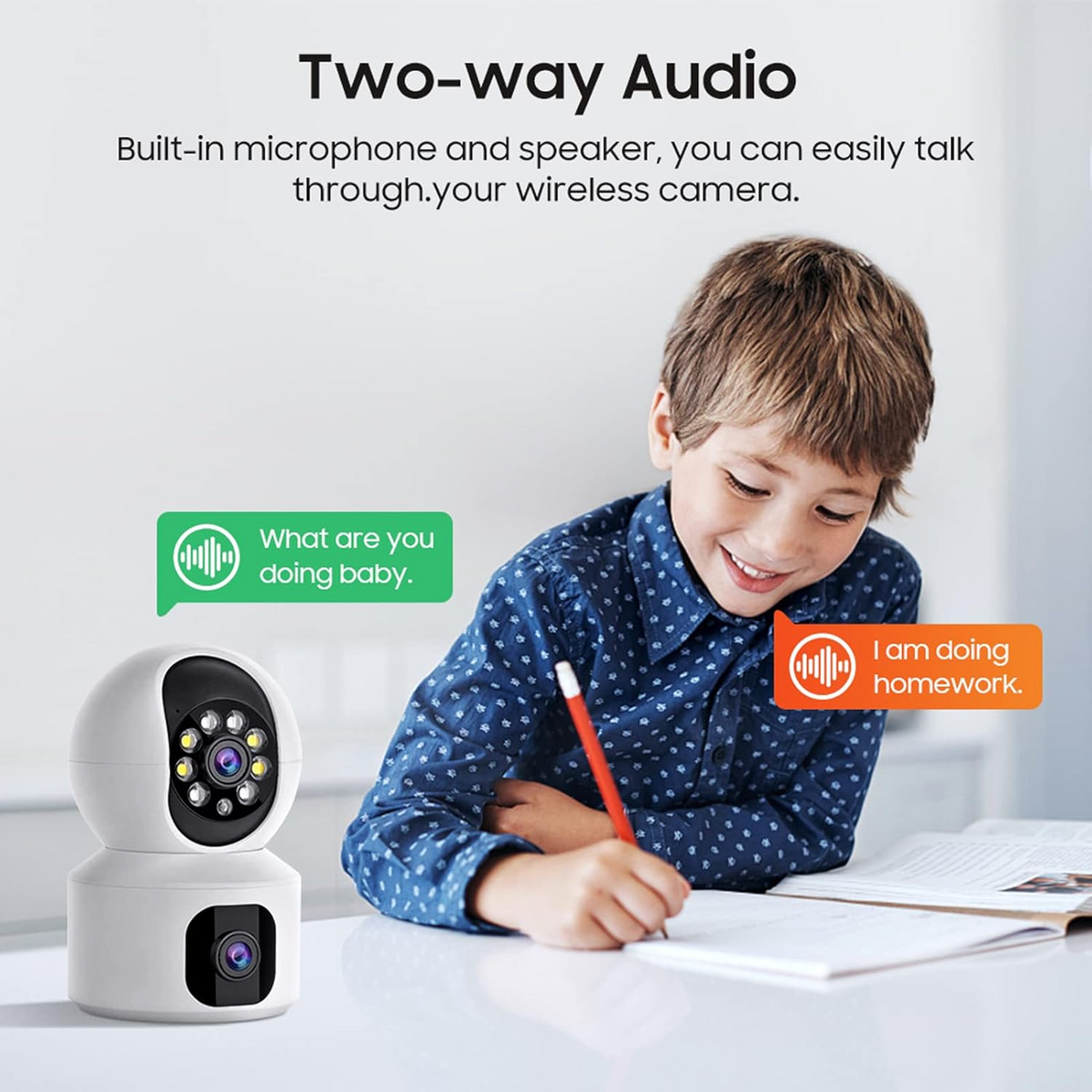 WiFi Security Camera with Dual Lens and HD Video Quality