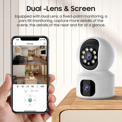 WiFi Security Camera with Dual Lens and HD Video Quality