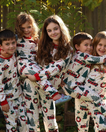 Family Christmas Pajamas for Truck with Christmas Tree Design