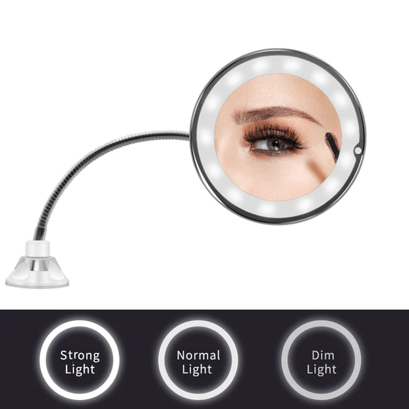 Illuminated 10x Magnifying Flex Mirror for Flawless Makeup