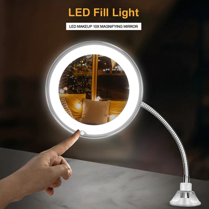 Illuminated 10x Magnifying Flex Mirror for Flawless Makeup