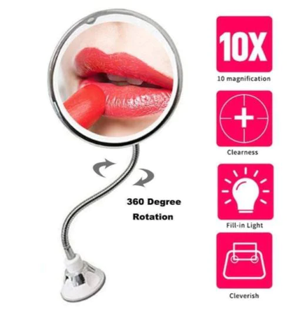 Illuminated 10x Magnifying Flex Mirror for Flawless Makeup