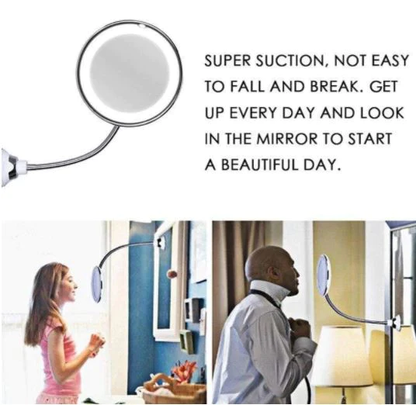 Illuminated 10x Magnifying Flex Mirror for Flawless Makeup