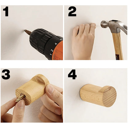 Sleek Natural Wood Wall Hook for Stylish Storage