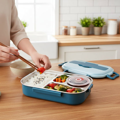 Thermal-Proof Stainless Steel Lunch Container with Separate Sections